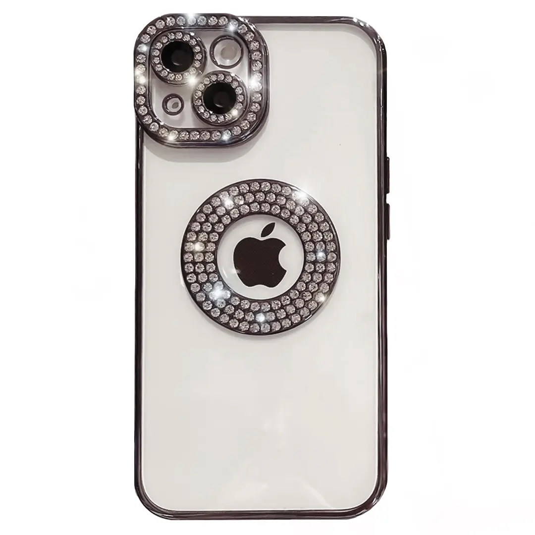 iPhone 15/iPhone 14/iPhone 13 Clear Case Diamond with Camera Protection Black